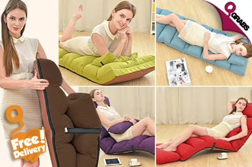 For QR299 Recline with Adjustable Foldable Lounge Chairs & Pillows with FREE Delivery - Choose from 5 Relaxing Colors! (QR549 Value)